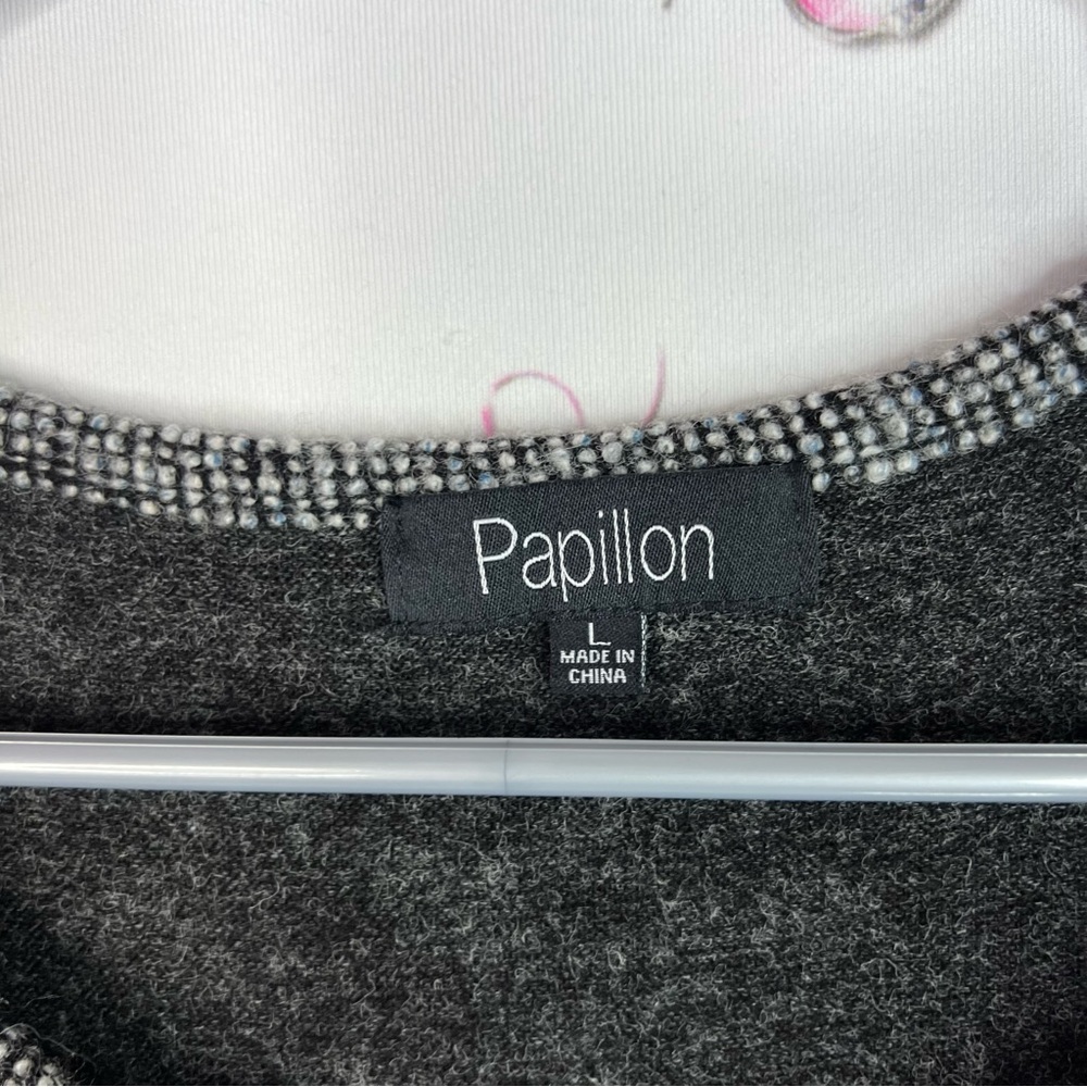 Papillon long sleeve dress flowers floral Blanc Charcoal Knit long top - Picture 6 of 9